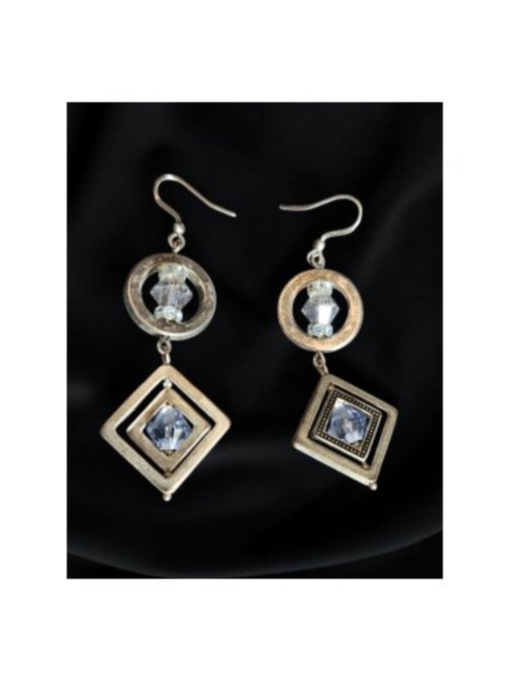 Silver and Blue Gemstone Dangle Earrings